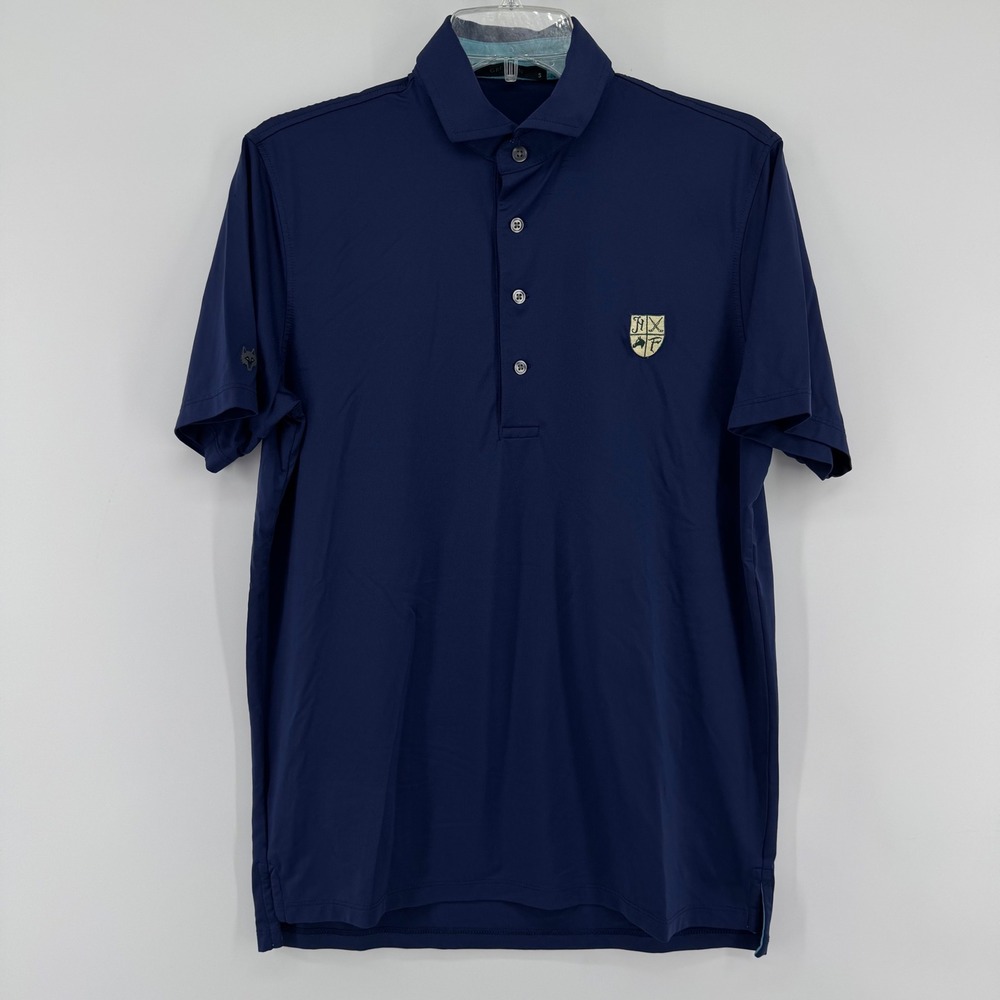 Greyson Polo Shirt Mens Small Navy Blue Performance Crest Short Sleeve Golf